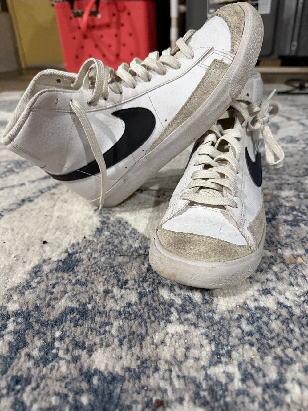 Nike White and Black High-Top Sneakers